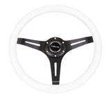 NRG Classic Wood Grain Steering Wheel (350mm) White Paint Grip w/Black 3-Spoke Center ST-015BK-WT