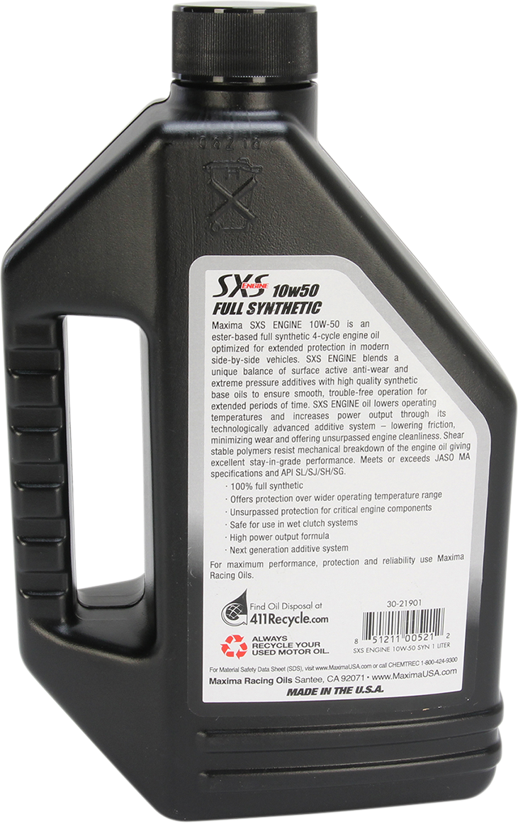 MAXIMA RACING OIL SXS UTV Synthetic 4T Oil - 10W-50 - 1L 30-21901