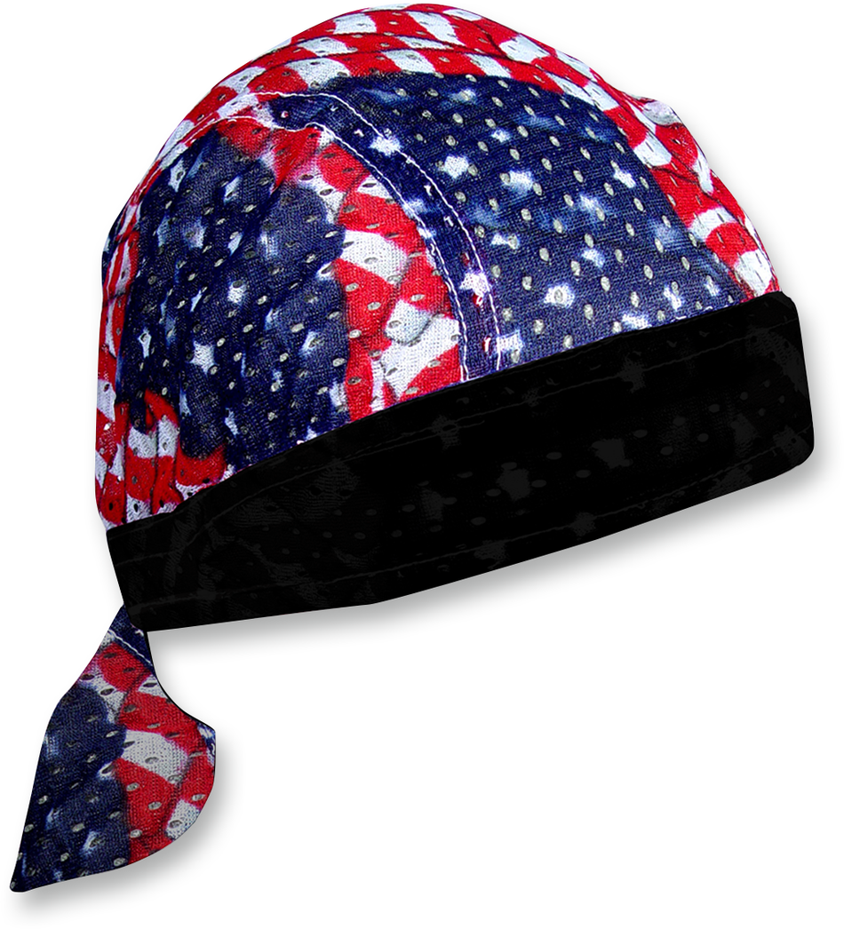 ZAN HEADGEAR Flydanna Vented Sport Headwrap - Wavy American Flag ZVS265