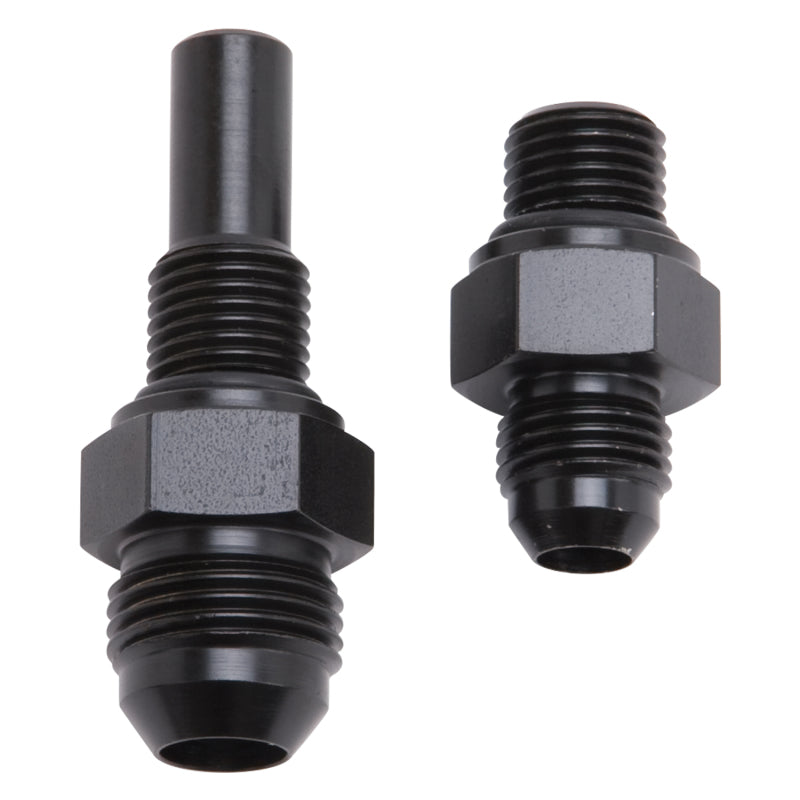 Russell Performance -6 AN to 4L80 Transmission Ports Adapter Fittings (Qty 2) - Black Zinc 641390