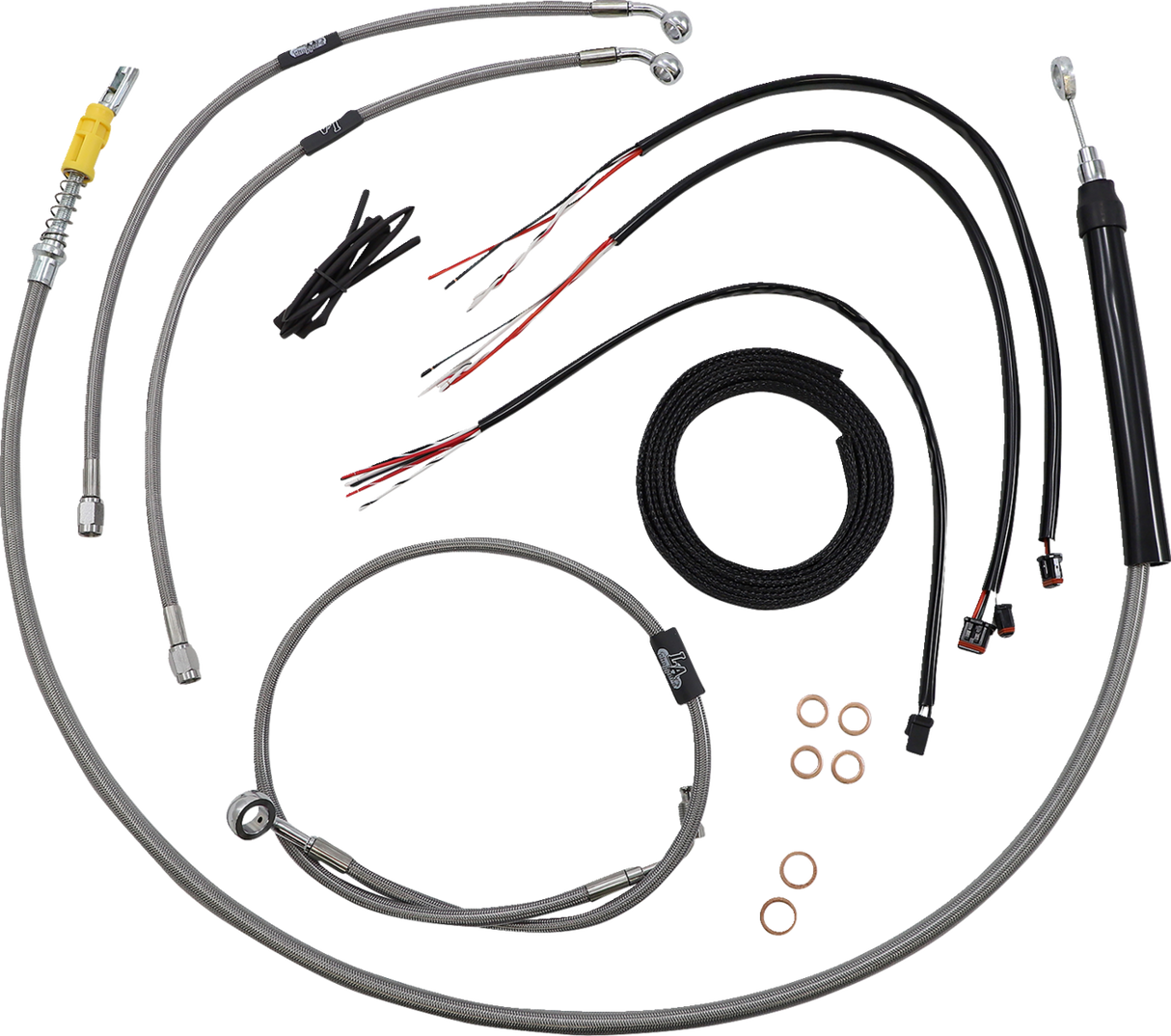 LA CHOPPERS Handlebar Cable/Brake Line Kit- Quick Connect - Complete - 12" - 14" Ape Hangers - Stainless LA-8157KT2-13