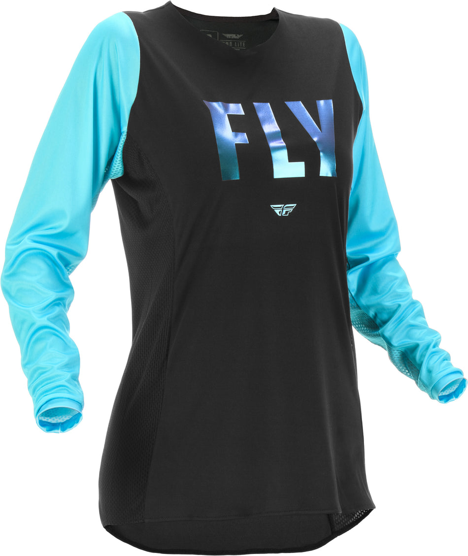 FLY RACING Women's Lite Jersey Black/Aqua Sm 375-620S