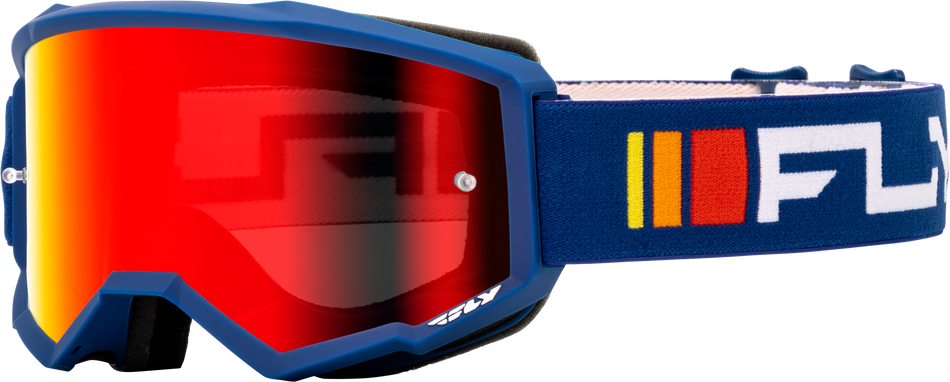 FLY RACING Zone Goggle Navy/White W/ Red Mirror/Smoke Lens 37-51521