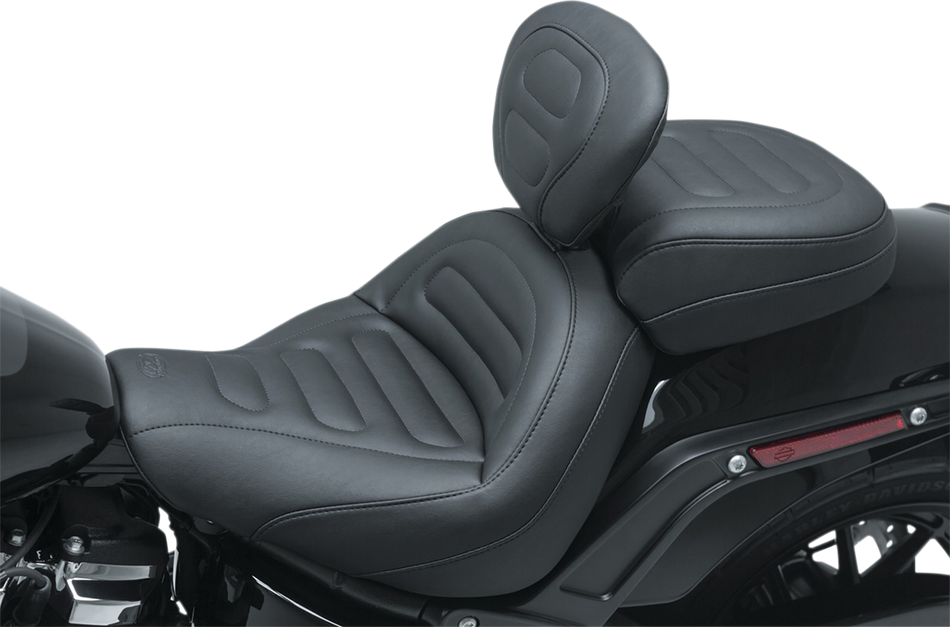 MUSTANG Max Profile Solo Touring Seat - with Driver Backrest - Black - Trapezoid Stitch - FXFB/FXFBS 79334