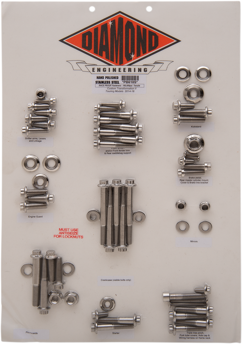 Kit de pernos DIAMOND ENGINEERING - Transformación - PB618S de 12 puntos 