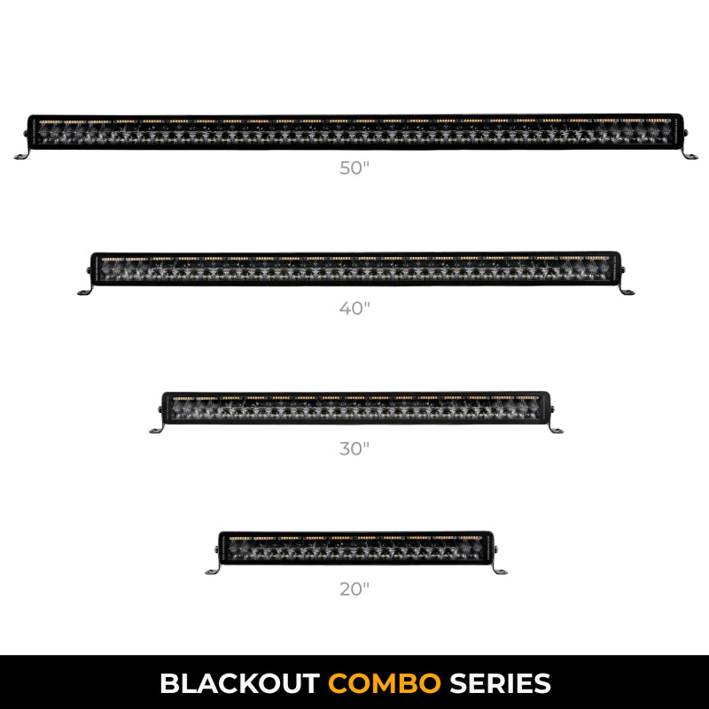 Go Rhino Universal Blackout Combo Series 50in Double Row LED Light Bar w/ Amber Lighting - Black 754805012CDS