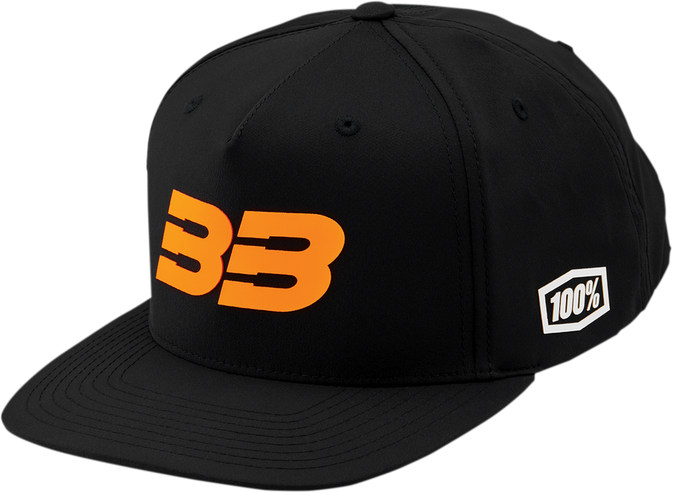 100% BB33 Hat - Black/Fluo Orange - One Size BB-20041-485-01