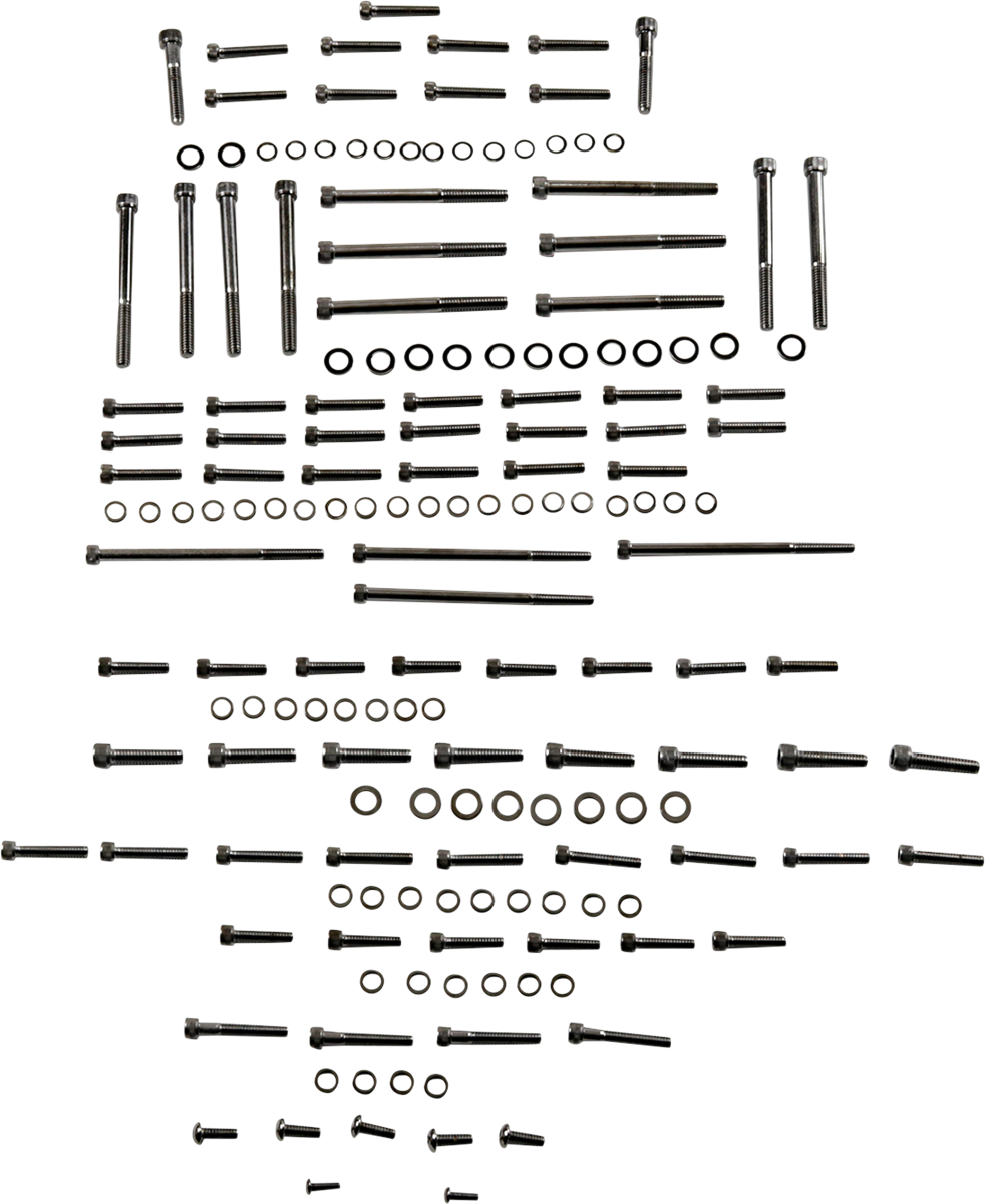 DRAG SPECIALTIES Engine Set Knurled Bolt Kit - Black/Chrome - M8 FITS THRU 2020 ONLY MK775BK