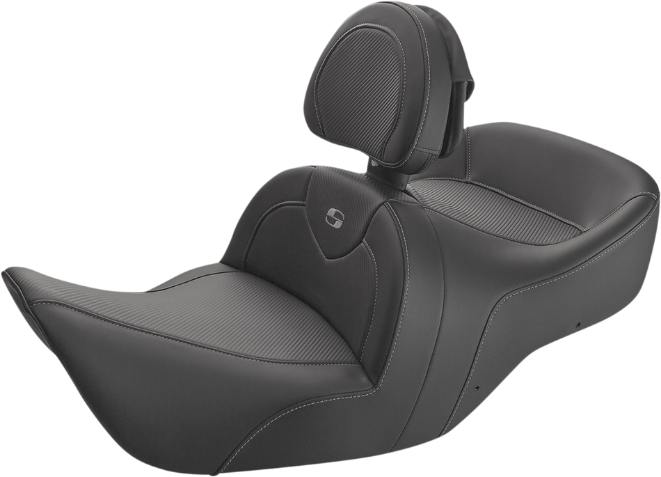 SADDLEMEN Roadsofa Seat - Carbon Fiber - Includes Backrest - Black - GL H01-07-185BR