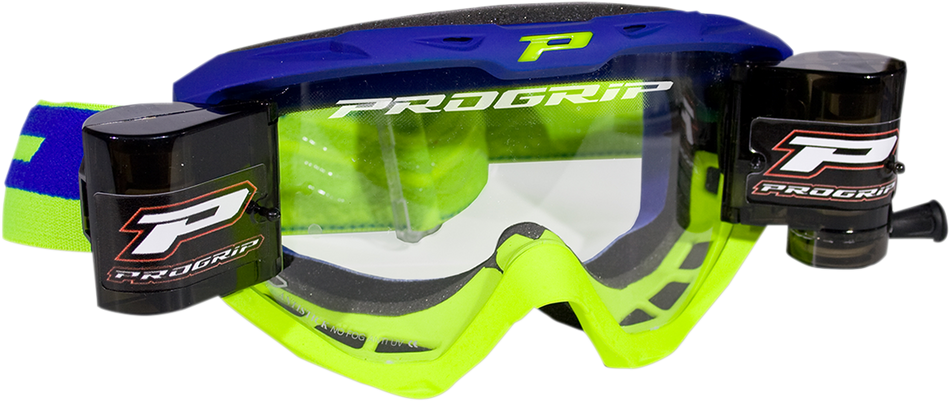 PRO GRIP 3450 Riot Roll Off Goggles - Electric Blue/Fluorescent Yellow PZ3450ROBEGF