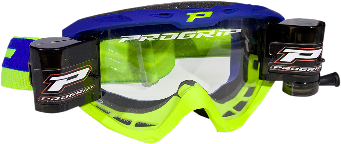 Gafas PRO GRIP 3450 Riot Roll Off - Azul eléctrico/Amarillo fluorescente PZ3450ROBEGF 