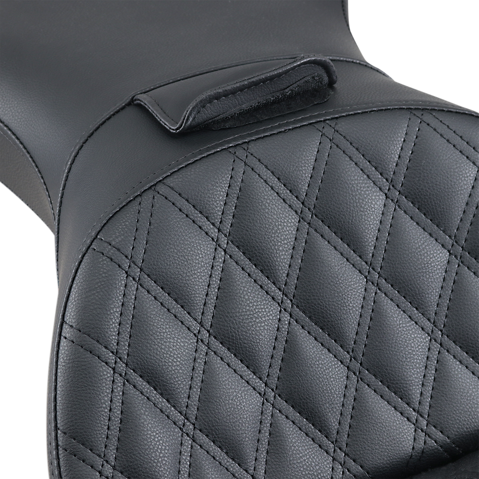 SADDLEMEN Explorer Seat - With Backrest - Lattice Stitched - Black - FLSTS 800-23-030LS