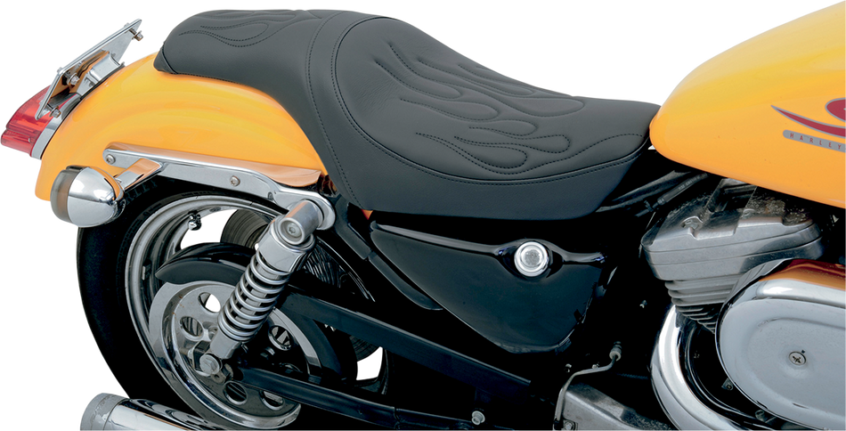 DRAG SPECIALTIES Predator Seat - Flame Stitched - '82-'03 XL NO RUBBER BUMPERS 0804-0385