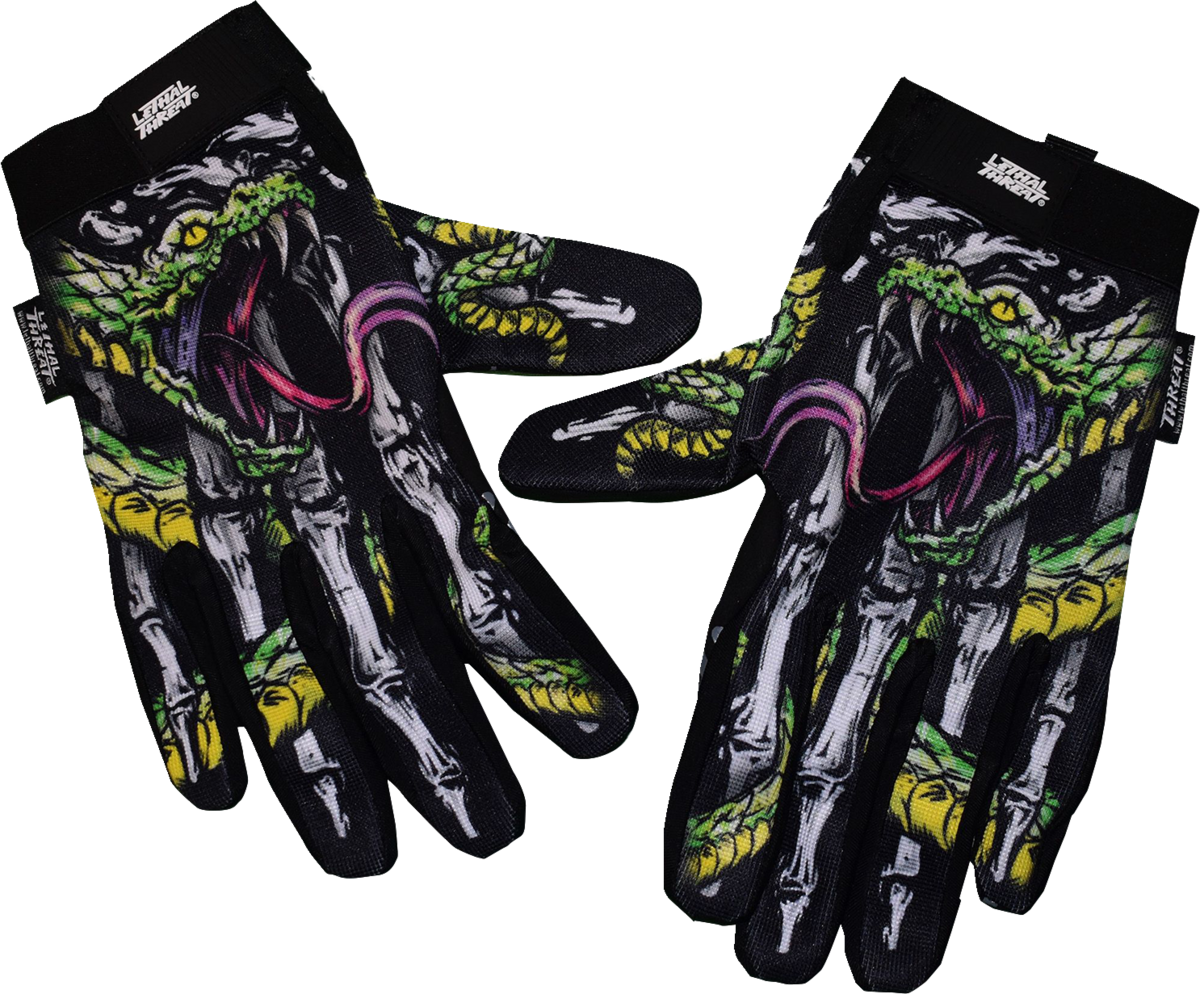 LETHAL THREAT Snake Bite Gloves - Black - Large GL15019L