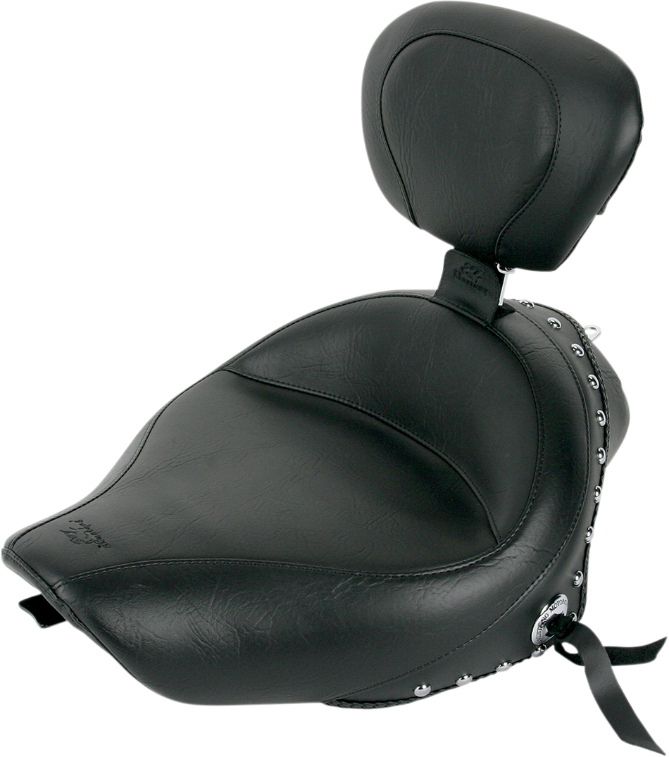 MUSTANG Wide Solo Seat - With Backrest - Black - Studded W/Concho - XL '04-'20 79439