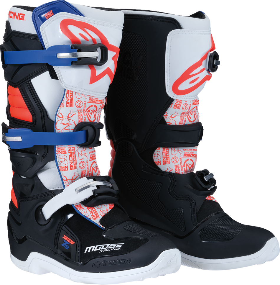 MOOSE RACING Youth Tech 7S Boots - Black/White/Red/Blue - US 5 0215024-1297-5