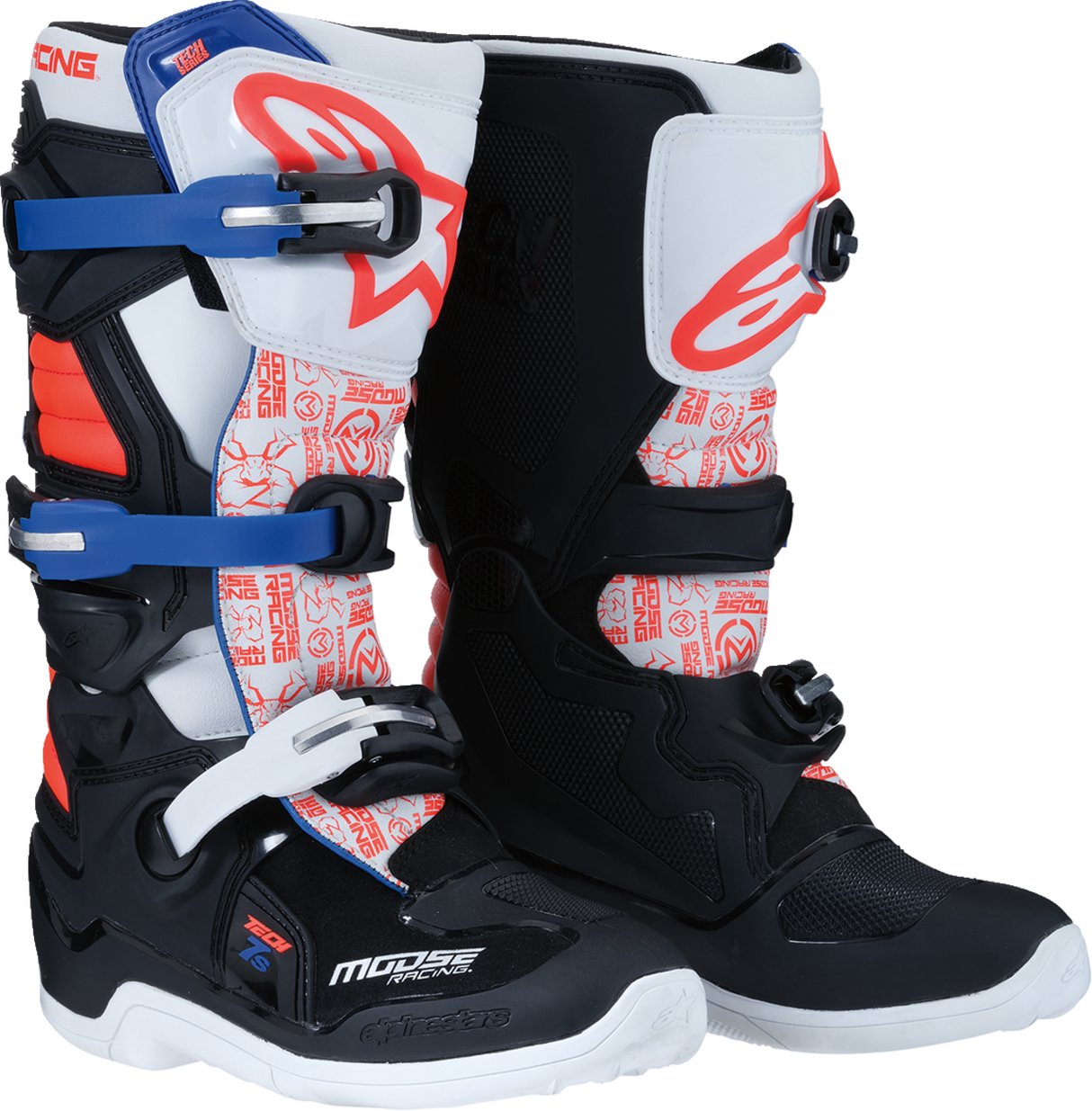 MOOSE RACING Youth Tech 7S Boots - Black/White/Red/Blue - US 8 0215024-1297-8