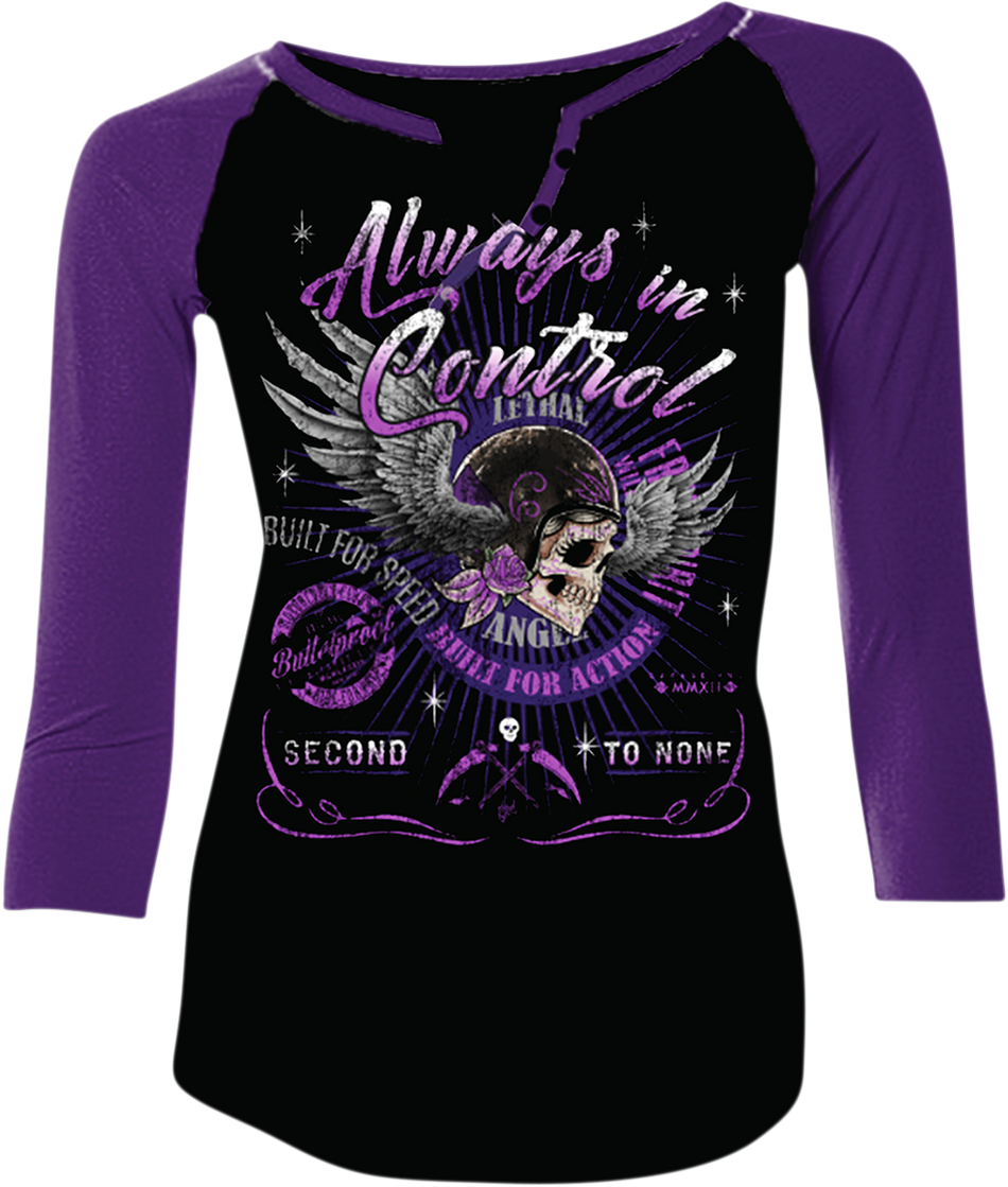 LETHAL THREAT Women's Control T-Shirt - Black/Purple - Small LA20608S