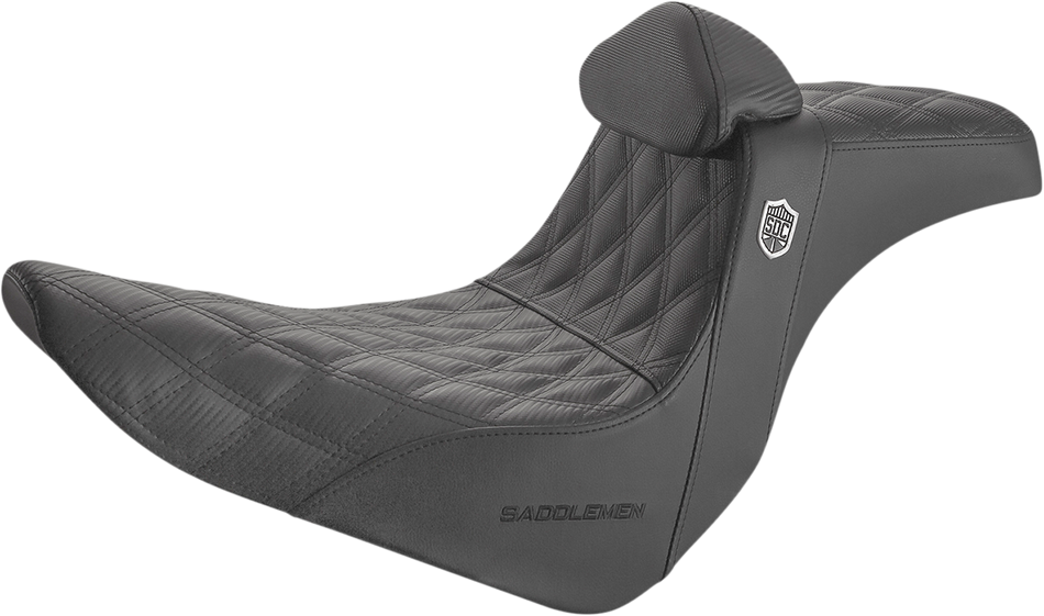 SADDLEMEN Seat - Pro Series SDC Performance With Backrest - Full Lattice Stitch/Lumbar Gripper - Black SC81829DBRT