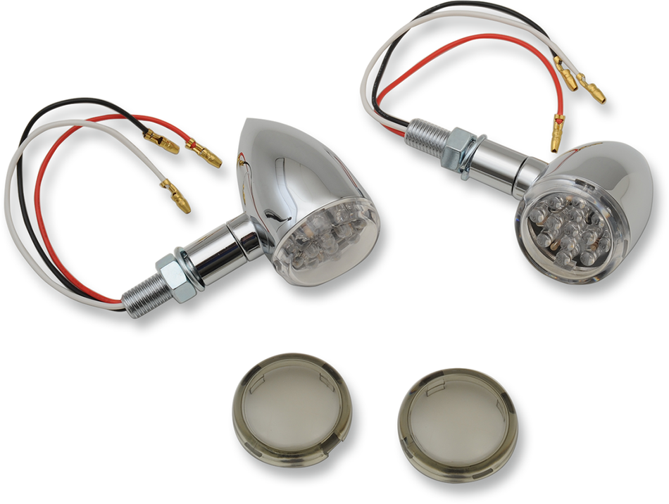DRAG SPECIALTIES LED Marker Lights - Chrome/Red - Smoke Lens 20-6390C/MIRQ