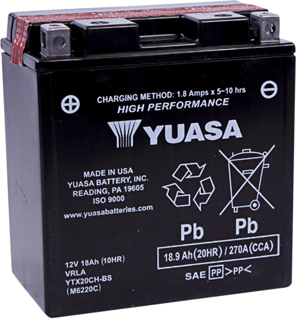 YUASA AGM Battery - YTX20CH-BS .82 L YUAM6220C