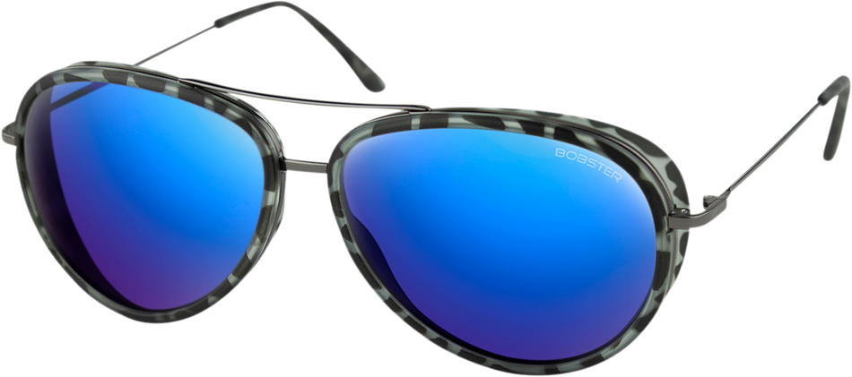 BOBSTER Ice Sunglasses - Matte Gray Tortoise Gunmetal - Brown HD Blue Mirror BICE102HD