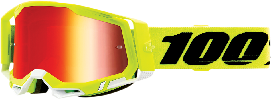 100% Racecraft 2 Goggles - Fluo Yellow - Red Mirror 50010-00004