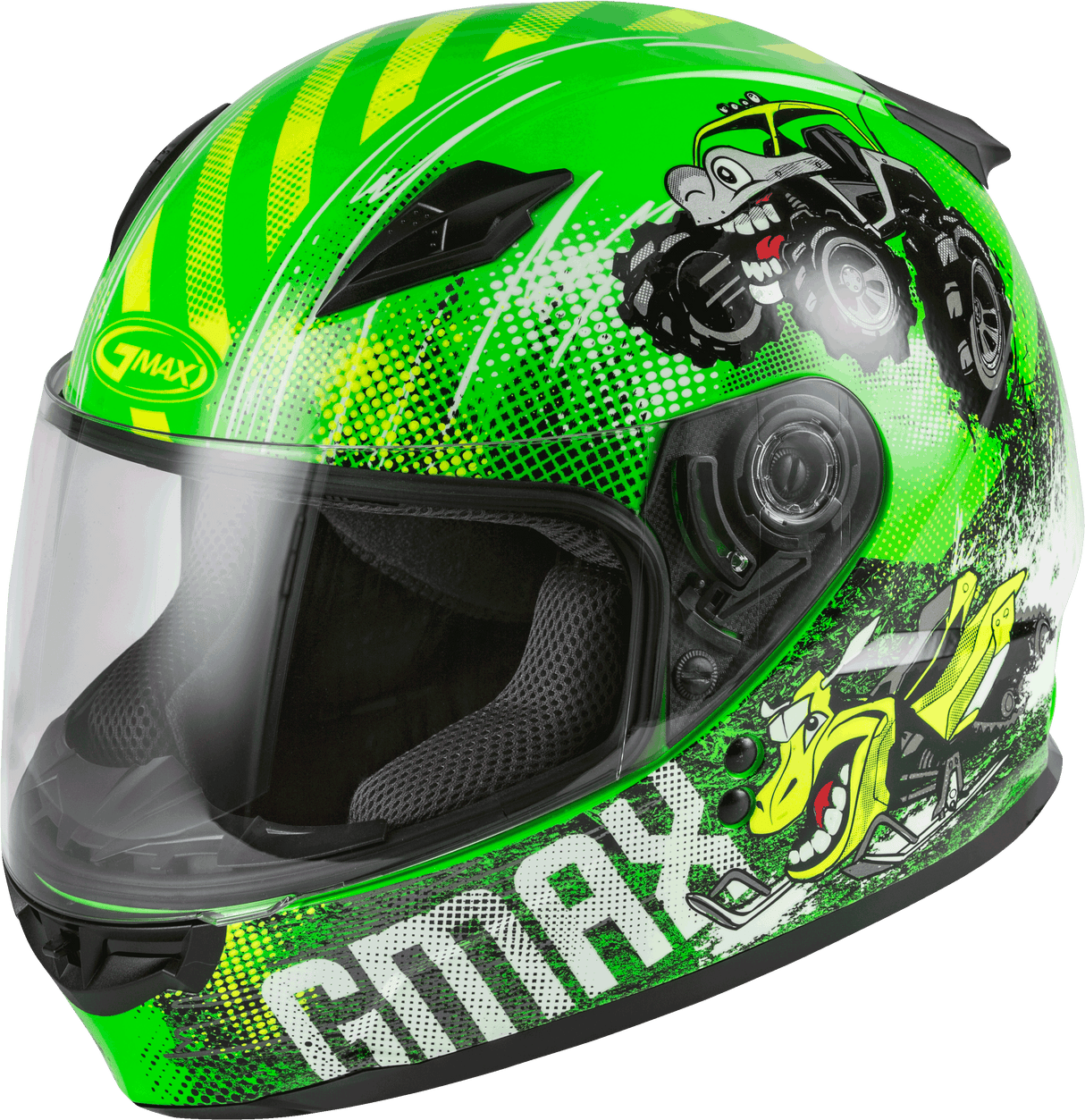 GMAX Youth Gm-49y Beasts Full-Face Helmet Neon Green/Hi-Vis Ym G1498671