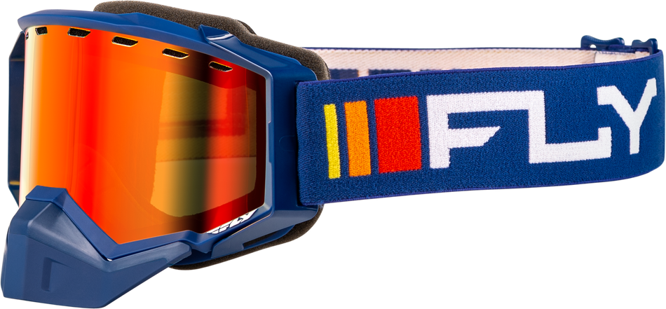 FLY RACING Zone Snow Goggle Navy/White W/ Red Mirror/Amber Lens FLB-24Z3