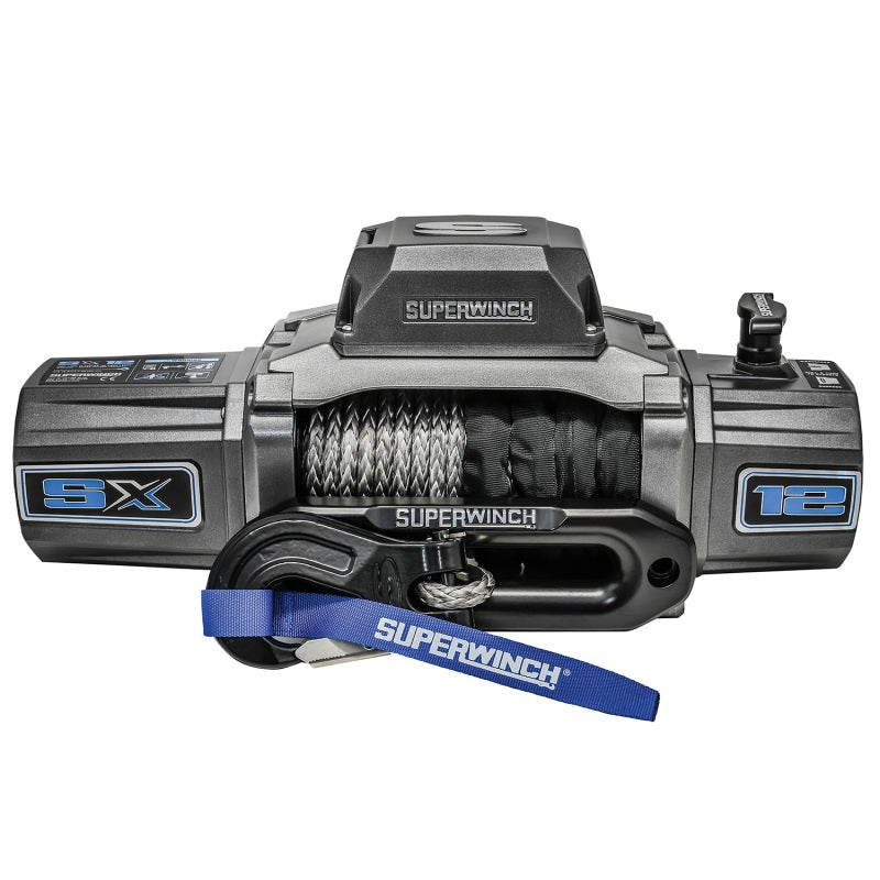 Superwinch 12000 LBS 12V DC 3/8in x 80ft Synthetic Rope SX 12000SR Winch - Graphite 1712201