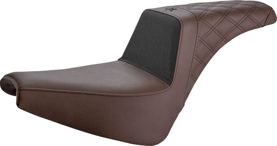 SADDLEMEN Unknown Industries Seat - Front Carbon Fiber/Black Gripper Lumbar/Rear Lattice Stitch - FX '18-'23 UN18-30-173BR