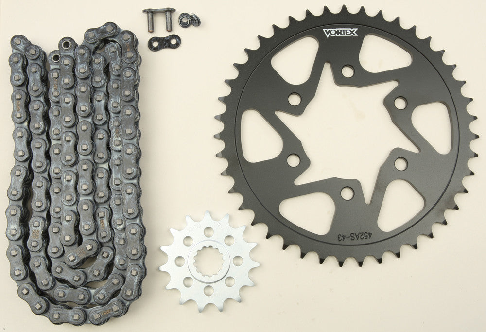 VORTEX Sprocket/Chain Kit Stl/Stl 15/45t Sil Sx3 520-112l Blk CK4103