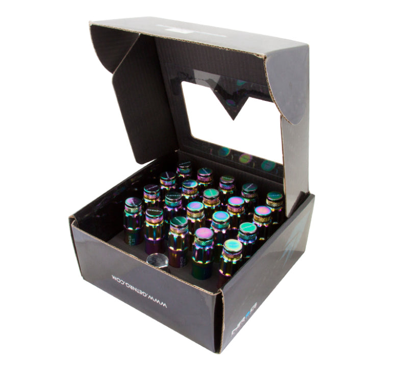 NRG 700 Series M12 X 1.5 Steel Lug Nut w/Dust Cap Cover Set 21 Pc w/Locks & Lock Socket - Neochrome LN-LS700MC-21