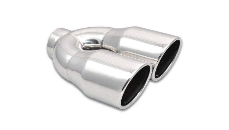 Vibrant 2.5in ID Dual 3.5in OD Round SS Exhaust Tip (Single Wall Angle Cut) 1326