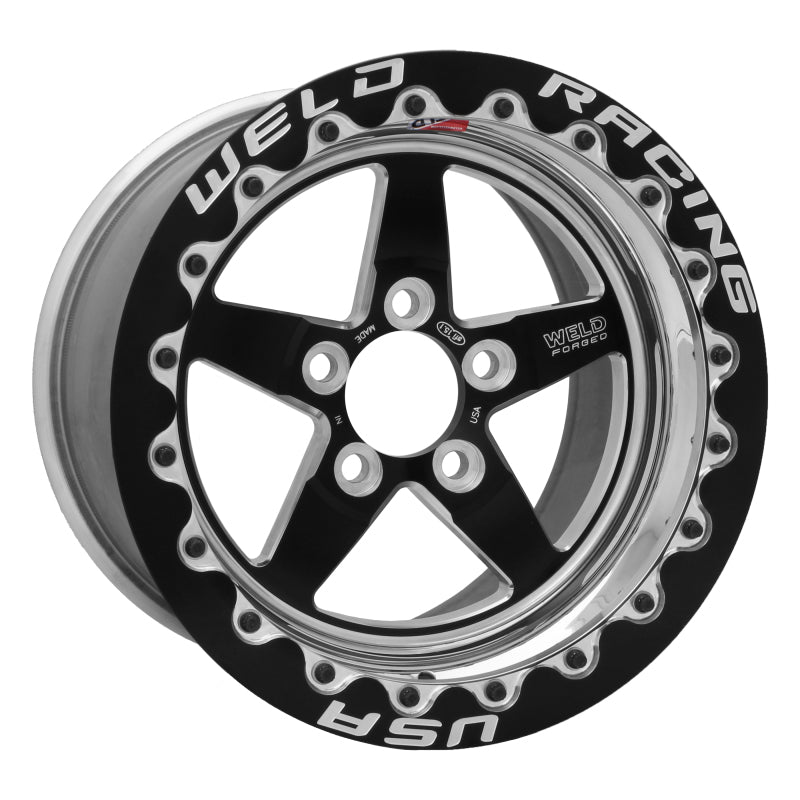 Weld S71 15x10.33 / 5x4.75 BP / 7.5in. BS Black Wheel (Medium Pad) - Black Single Beadlock MT 71MB510B75F