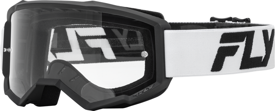 FLY RACING Focus Goggle White/Black W/ Clear Lens 37-51158