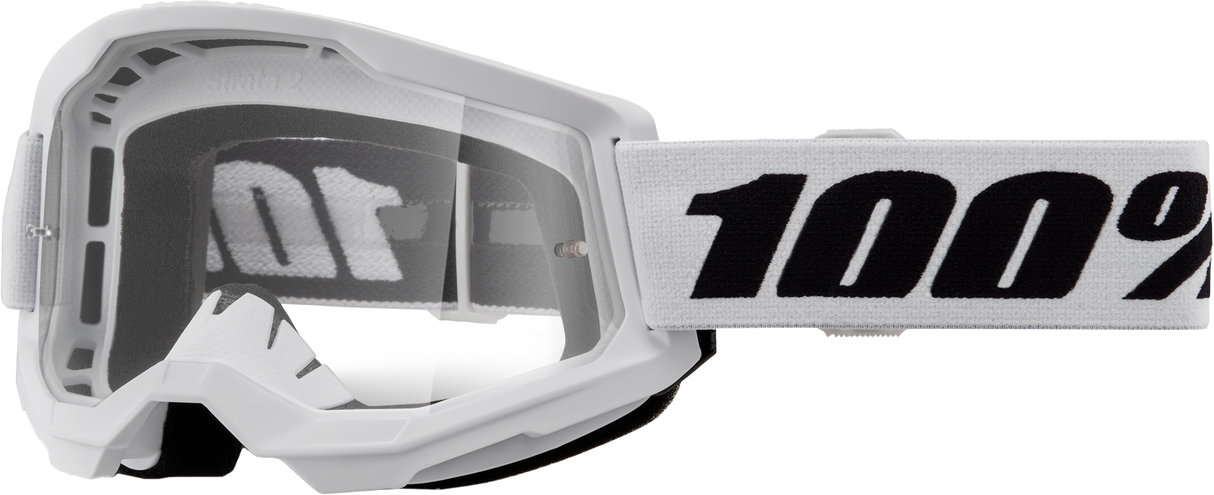 100% Strata 2 Goggle White Clear Lens 50027-00019