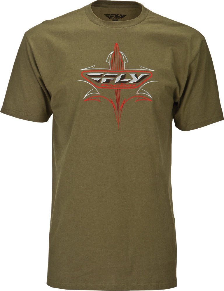 FLY RACING Pinstripe Tee Military Green L 352-0475L