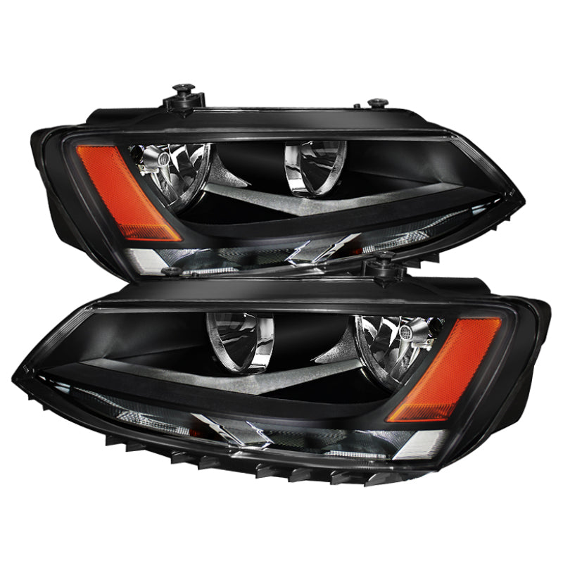 Xtune Volkswagen Jetta 11-14 Amber Crystal Headlights Black HD-JH-VJ11-AM-BK 5075796