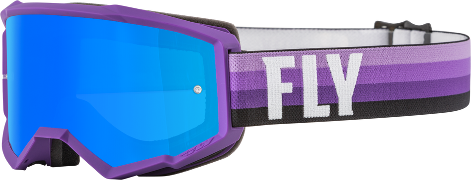 FLY RACING Youth Zone Goggle Purple/Black W/ Sky Blue Mirror/Smoke Lens 37-51717