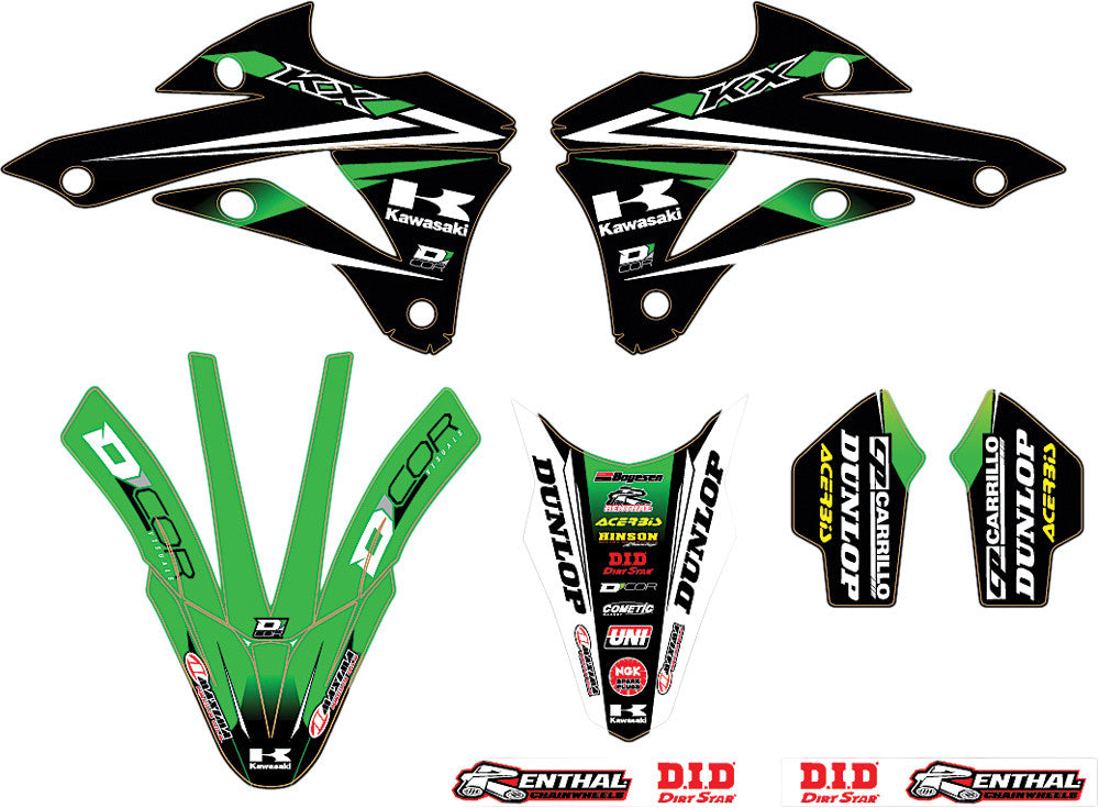 D-COR 2014 Monster Energy Kawasaki Team Green Graphics/Trim Kit 10-20-0524