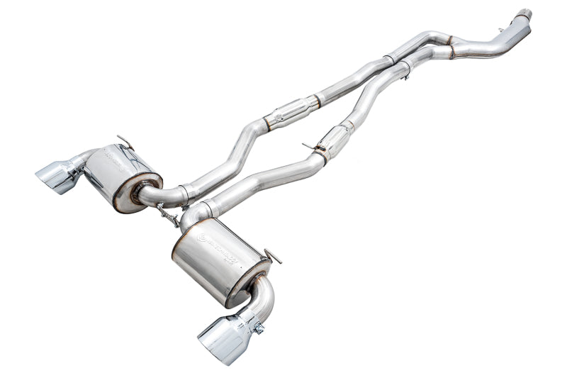 AWE 2020 Toyota Supra A90 Resonated Touring Edition Exhaust - 5in Chrome Silver Tips 3015-32118