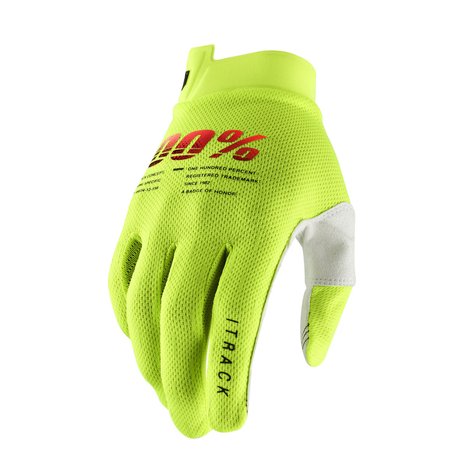 100% Itrack Gloves Fluo Yellow Lg 10008-00012