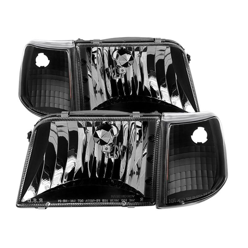 Xtune Ford Ranger 93-97 Crystal Headlights w/ Corner Lights 4pcs Sets Black HD-JH-FR93-SET-BK 9029363