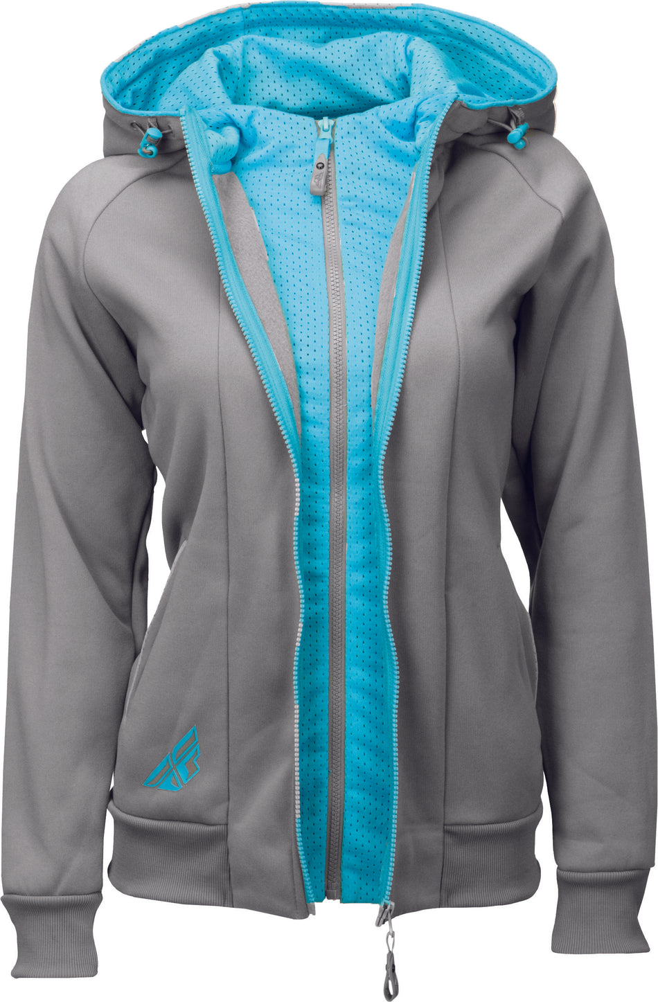 FLY RACING Track Zip Up Hoodie Grey/Blue 2x 358-01062X