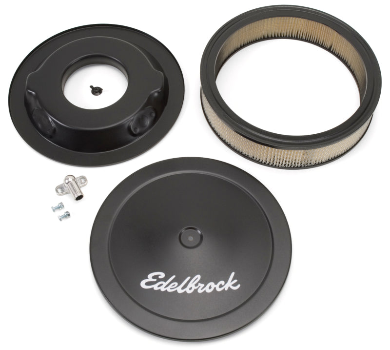 Edelbrock Air Cleaner Pro-Flo Series Round Steel Top Paper Element 14In Dia X 3 75In Dropped Base 1223