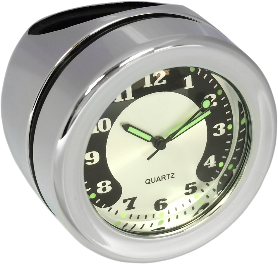 DRAG SPECIALTIES Handlebar Mount Clock - Chrome - For 1.25" Bar BLACK/SILVER FACE O91-6822N
