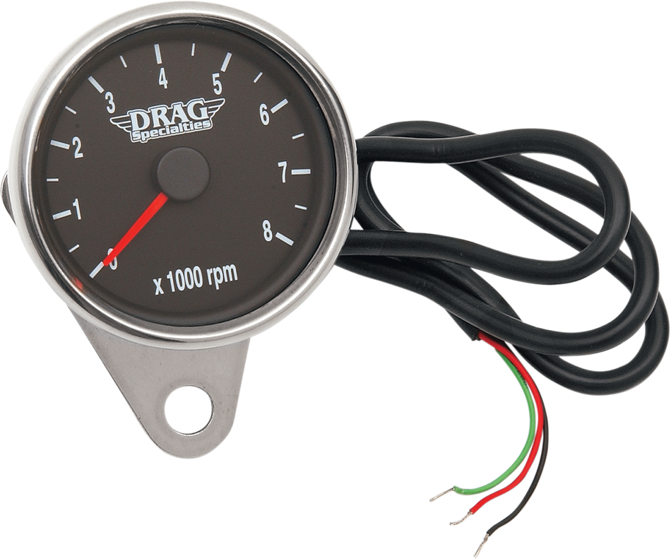 DRAG SPECIALTIES Mini Electronic Tachometer - Polished - Backlit LED Black Face - 2.4" 21-6894DS