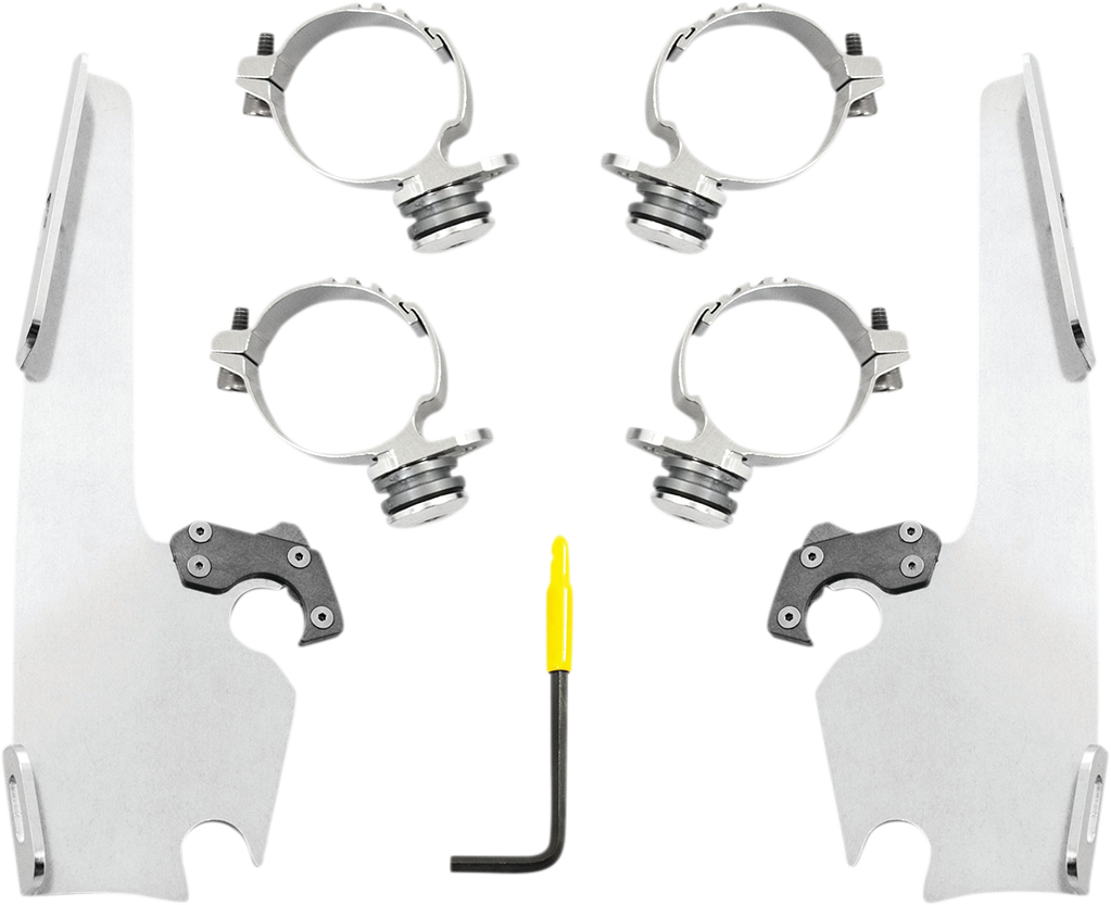 MEMPHIS SHADES Fats/Slim Windshield Trigger Lock Complete Mount Kit - Polished - XL MEK2054