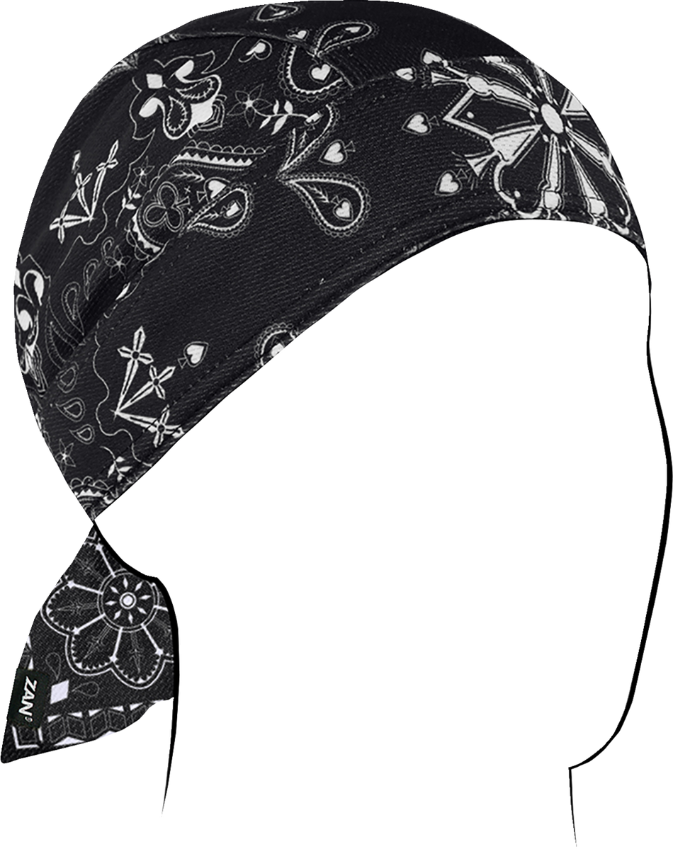 ZAN HEADGEAR Flydanna Micro-Mesh Polyester Headwrap - Black Paisley ZM001